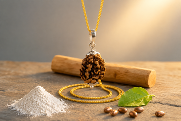 Original 3 Mukhi Rudraksha Pendant in Silver Cap with Golden Chain – Meaning, Benefits & How to Wear