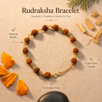 Natural 5 Mukhi Rudraksha Bracelet 8MM Gold Plated – Spirituality Meets Everyday Elegance