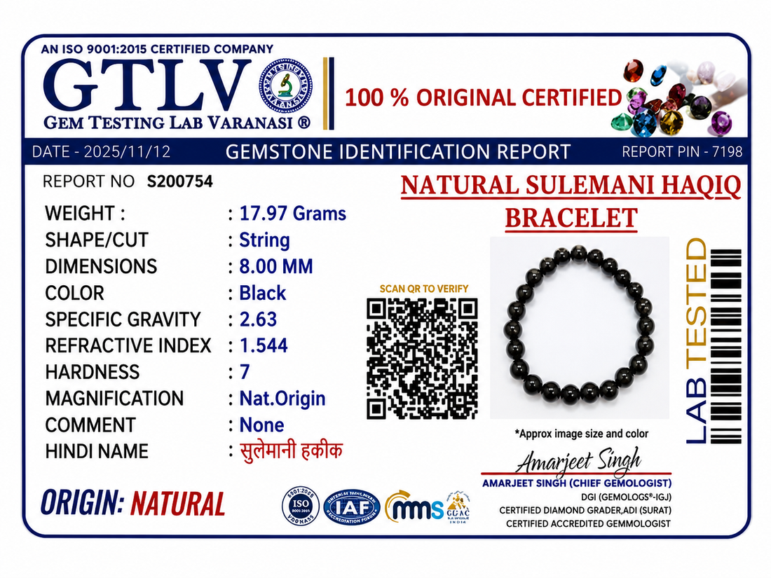 Natural Sulemani Haqiq Bracelet 8MM-Premium Black Agate Stone Beads Bracelet for Men & Women