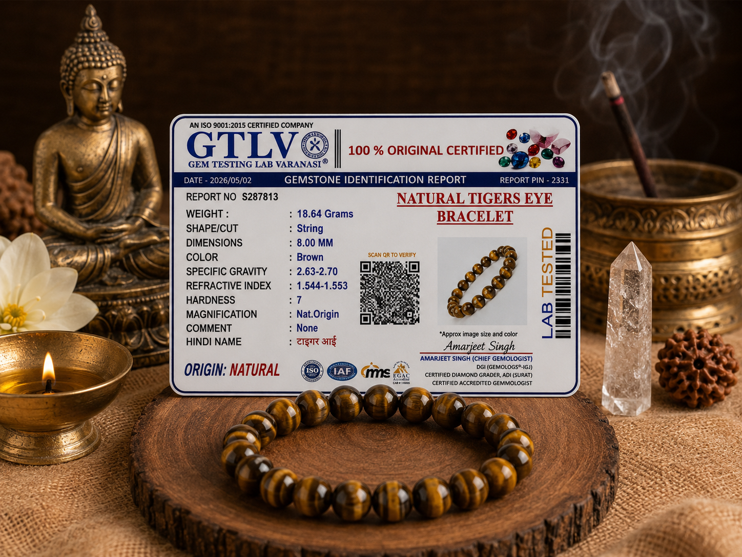 Natural Tiger Eye Bracelet for Confidence, Focus & Protection