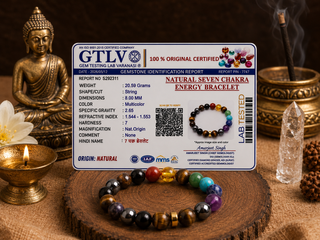 Natural Seven Chakra Energy Bracelet for Healing, Balance & Positive Energy