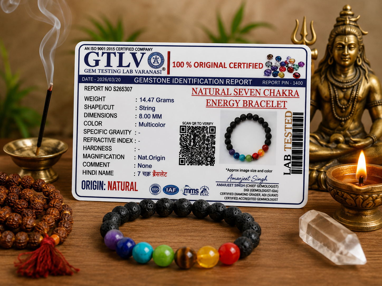 Natural Seven Chakra Lava Energy Bracelet-Balance Your Mind, Body & Soul