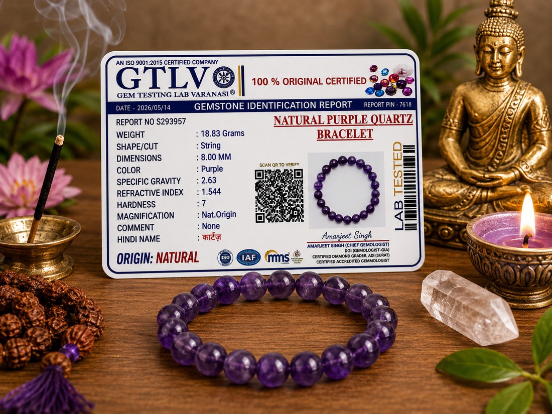 Natural Purple Quartz Bracelet 8MM-Healing Crystal Beads for Calm & Positivity