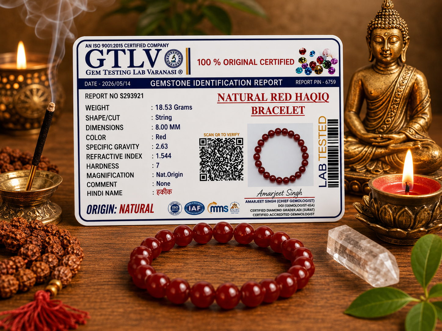 Natural Red Haqiq Bracelet-Attract Good Luck, Confidence & Inner Balance