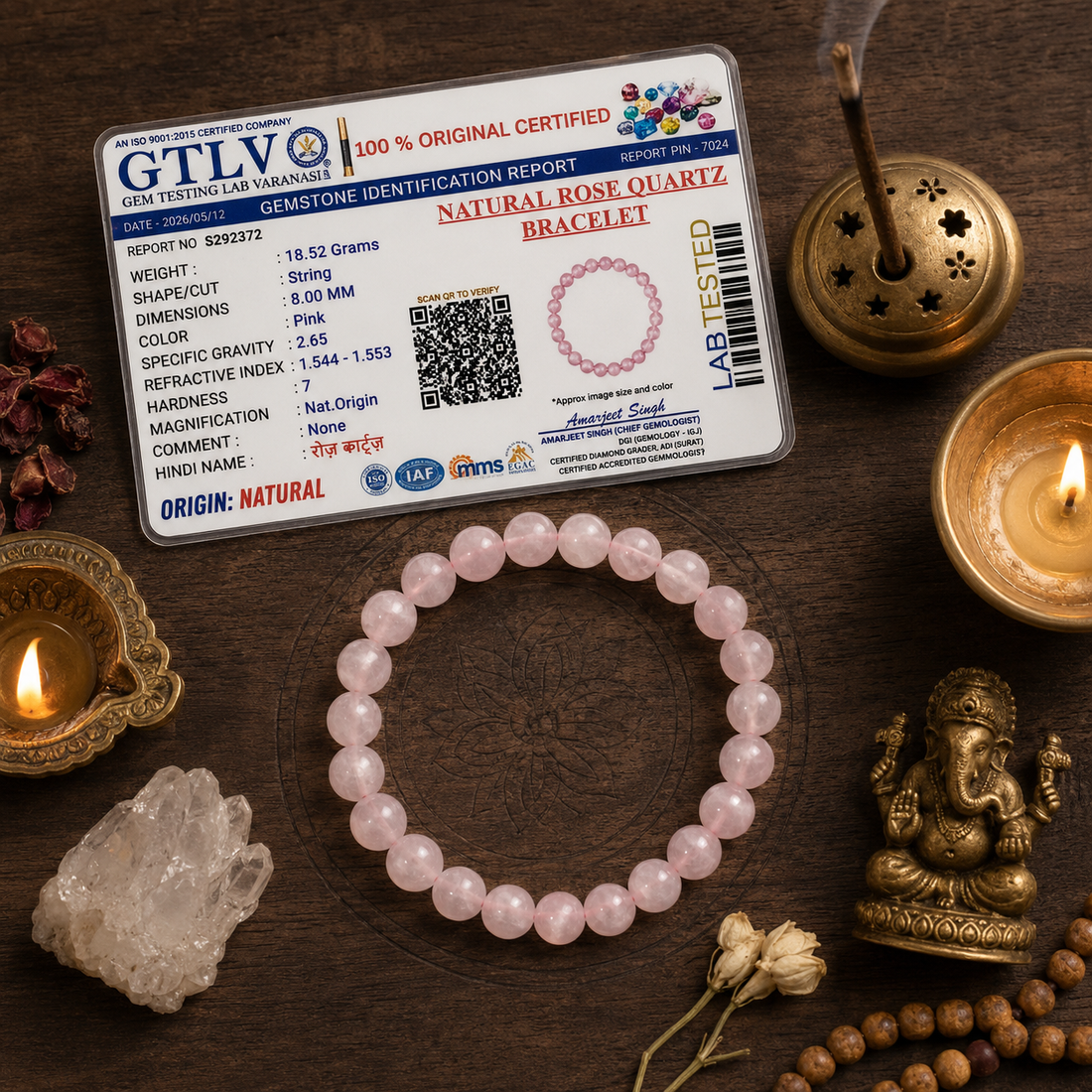 Premium Natural Rose Quartz Stone Bracelet 8MM-Elegant Crystal Bracelet for Men & Women