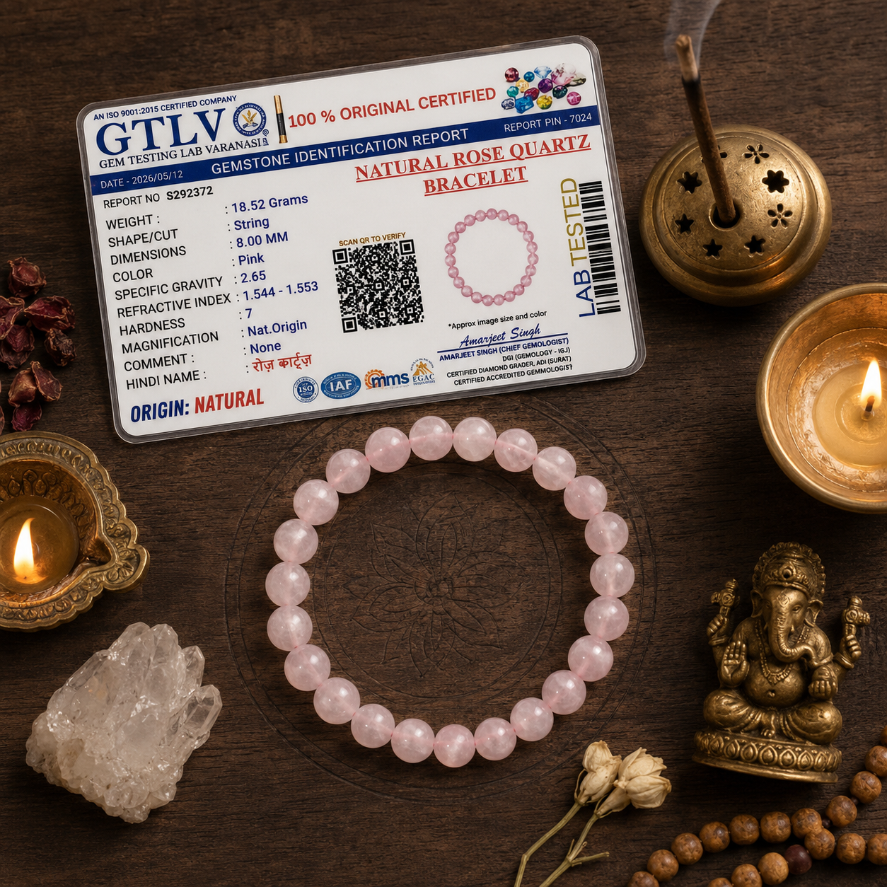 Premium Natural Rose Quartz Stone Bracelet 8MM-Elegant Crystal Bracelet for Men & Women