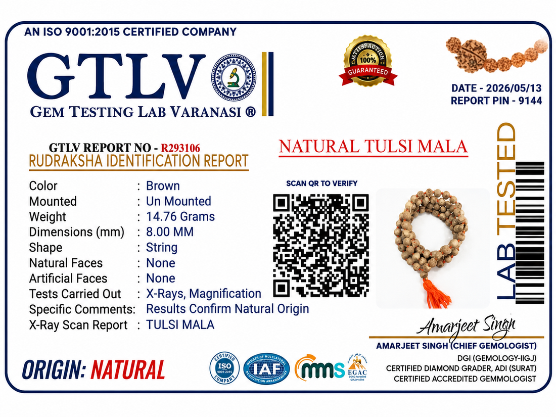 Big Tulsi Mala 108 Beads-Sacred Japa Mala for Meditation & Peace
