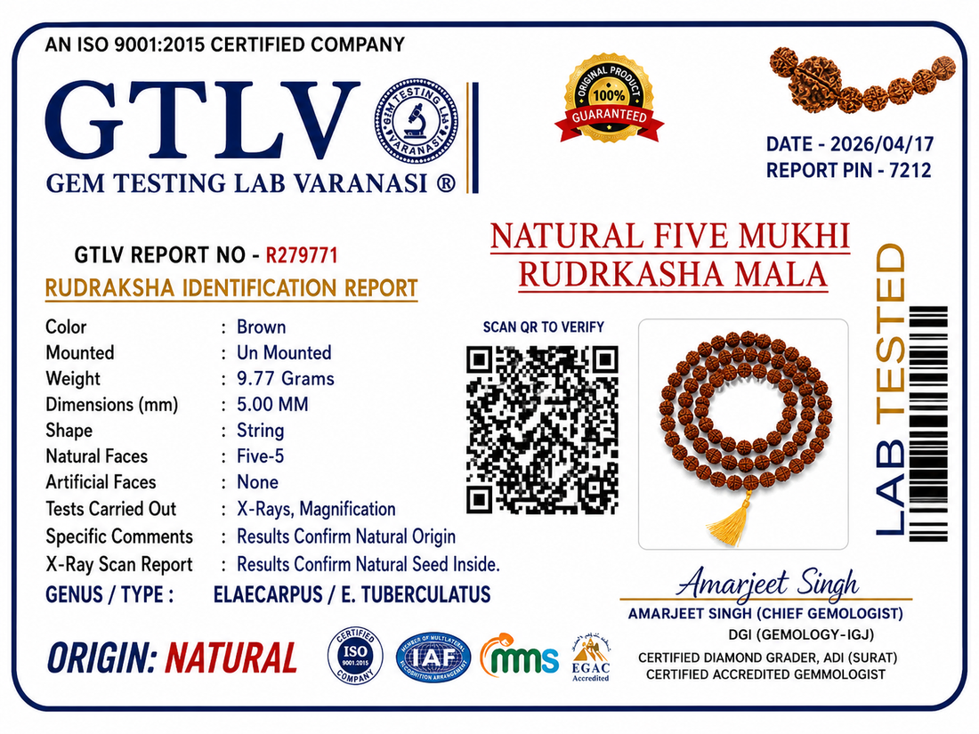 Authentic 5 Mukhi Rudraksha Mala Brown 5MM – Unisex Spiritual Jewelry for Daily Use