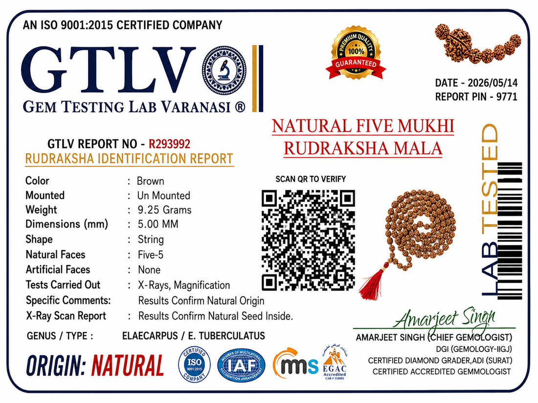 Authentic 5 Mukhi Rudraksha Mala 5MM