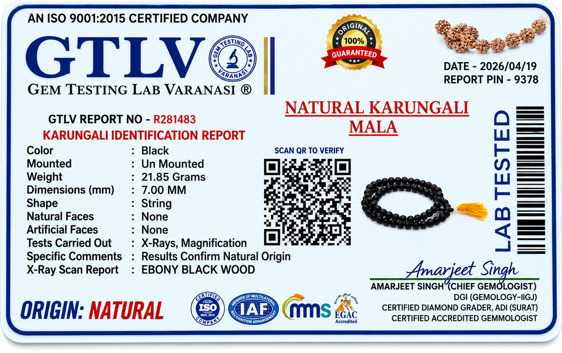 Original Karungali Wood Mala 7MM 108 Beads – Spiritual Meditation Mala for Daily Chanting