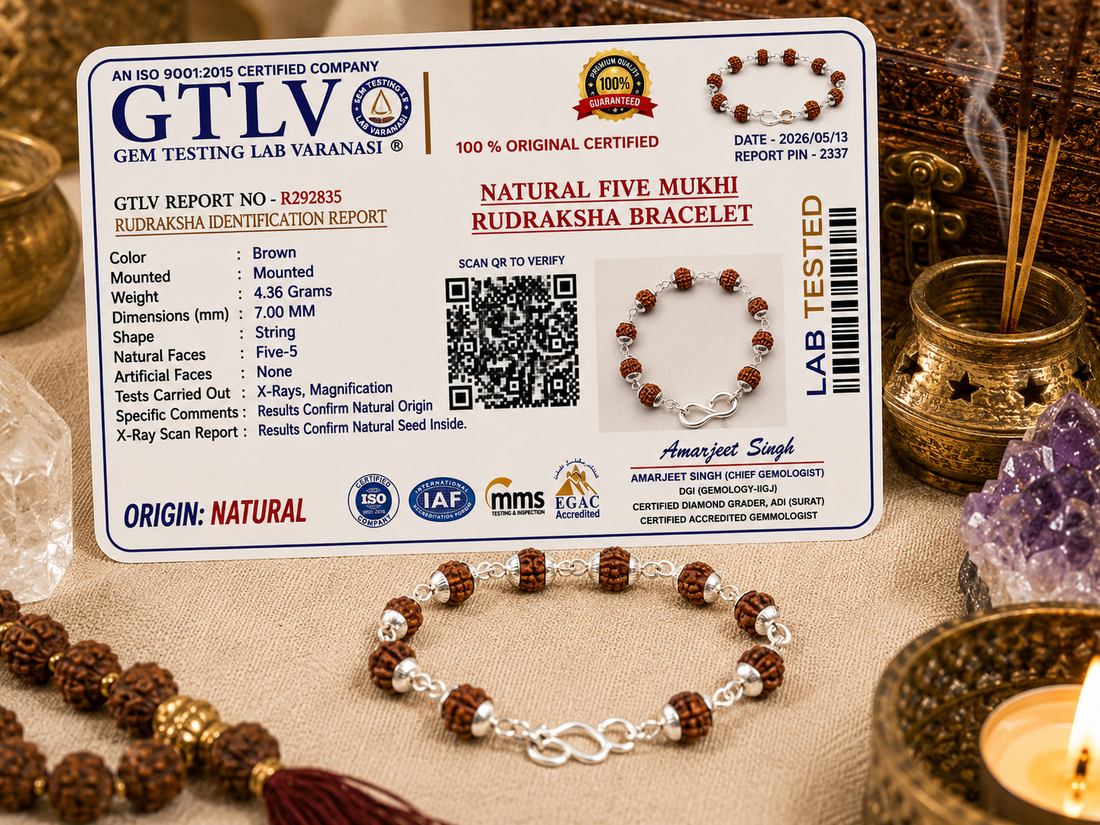 Authentic 5 Mukhi Rudraksha Bead Bracelet 7MM