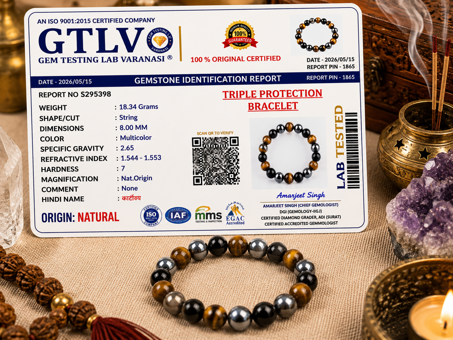 Natural Triple Protection Bracelet-Shield of Strength, Balance & Positive Energy