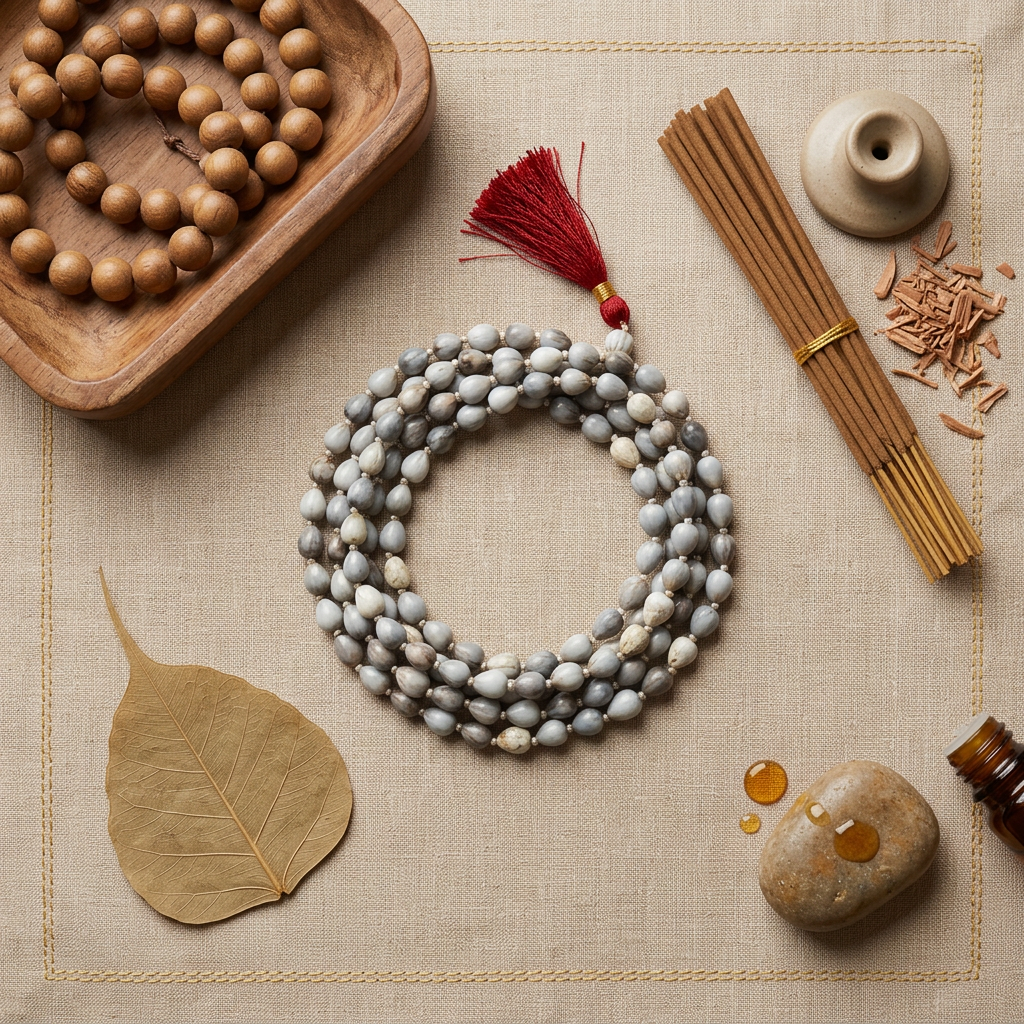 Vyjayanti Mala 108 Beads Natural Sacred Seed Meditation Necklace for Peace & Focus
