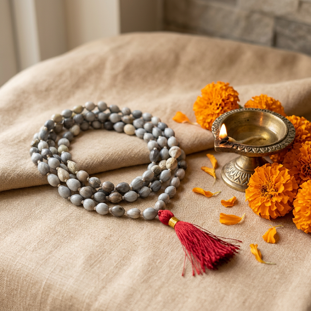 Vyjayanti Mala 108 Beads Natural Sacred Seed Meditation Necklace for Peace & Focus