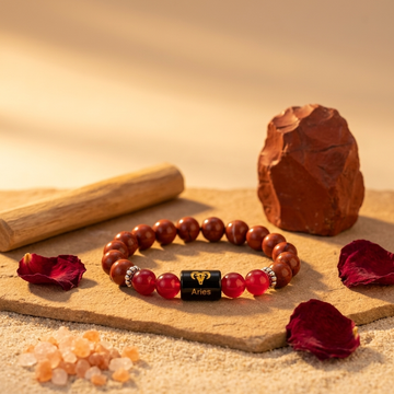 Natural Red Jasper Aries Zodiac Bracelet