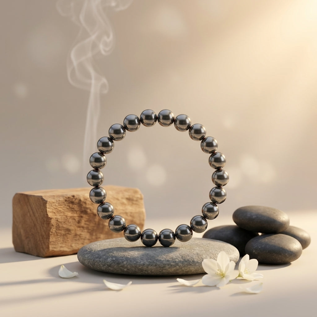 Natural Silver Hematite Bracelet-Elegant Stone for Grounding & Protection