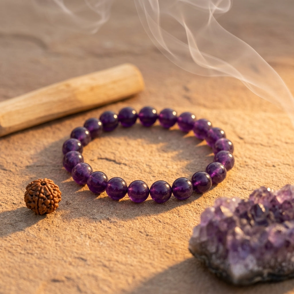 Natural Purple Quartz Bracelet 8MM-Healing Crystal Beads for Calm & Positivity