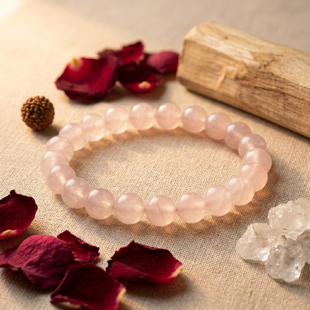 Premium Natural Rose Quartz Stone Bracelet 8MM-Elegant Crystal Bracelet for Men & Women