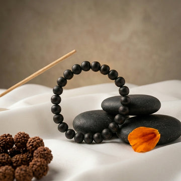 Natural Karungali Wood Bracelet 7MM with Premium Metal Caps for Unisex Spiritual Bracelet