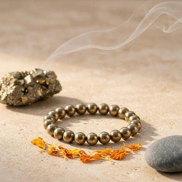 Natural Golden Pyrite Bracelet 8MM-Wealth, Confidence & Protection Crystal Bracelet