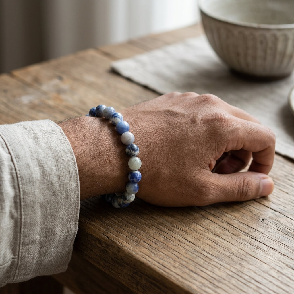 Natural Lapis Lazuli Bracelet 8MM-Genuine Blue Gemstone Beaded Bracelet for Men & Women