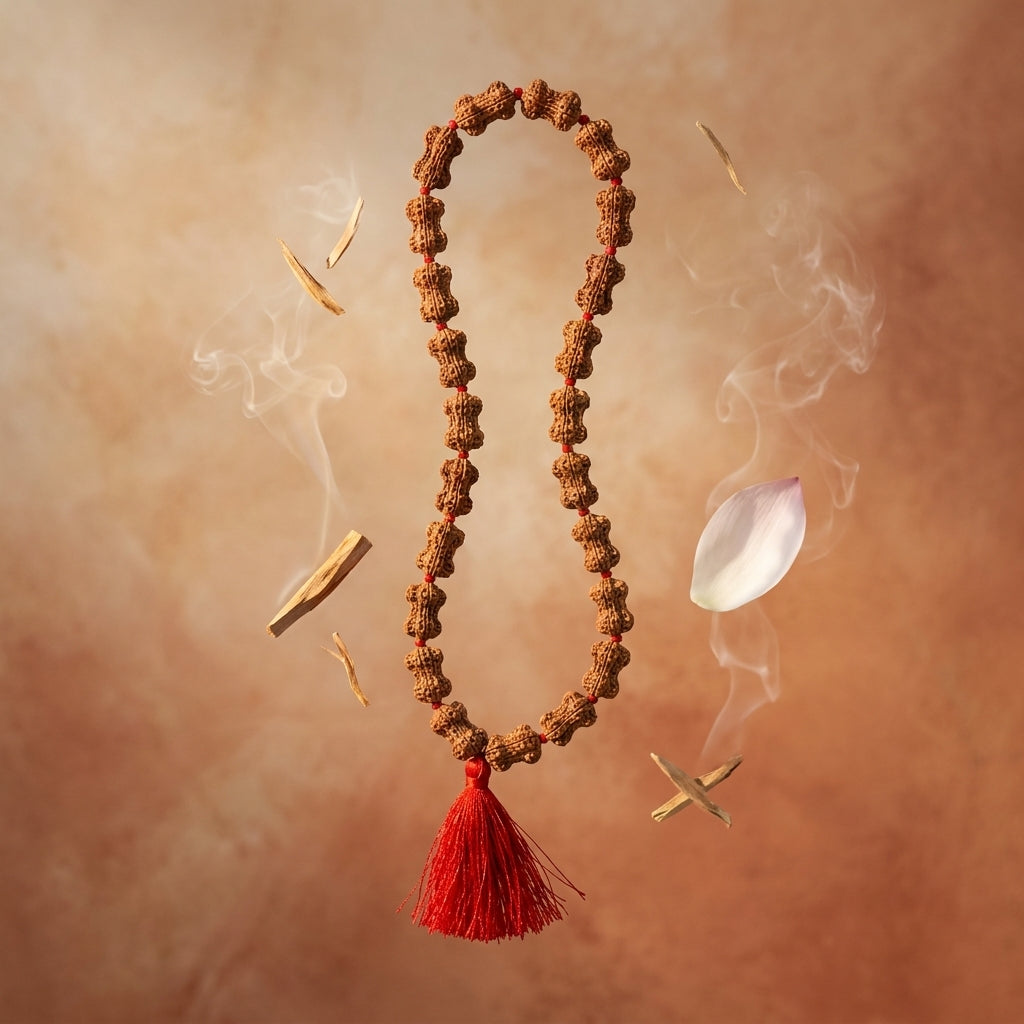 Original Nepal Damru Rudraksha Mala 33 Beads