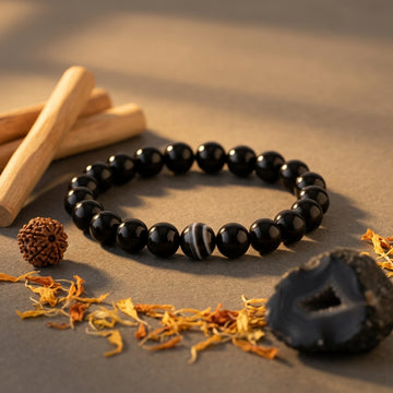 Natural Sulemani Haqiq Bracelet 8MM-Premium Black Agate Stone Beads Bracelet for Men & Women