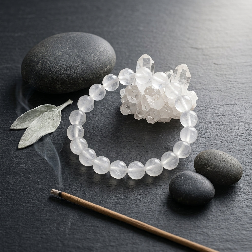 Natural White Haqiq Bracelet 8MM-Elegant Gemstone Beaded Bracelet for Men & Women