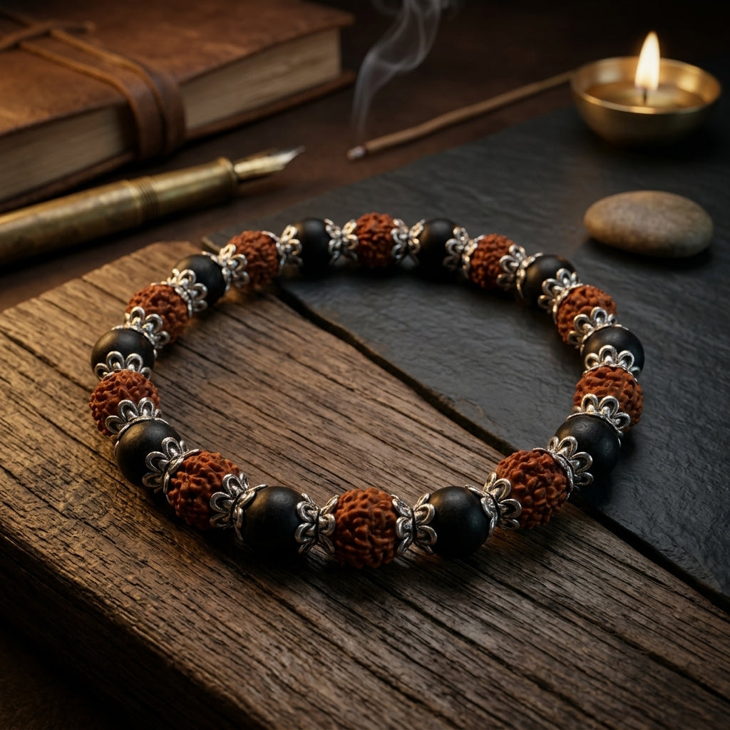 Natural Karungali Wood Bracelet 8MM-Handmade Spiritual Beaded Bracelet for Men & Women