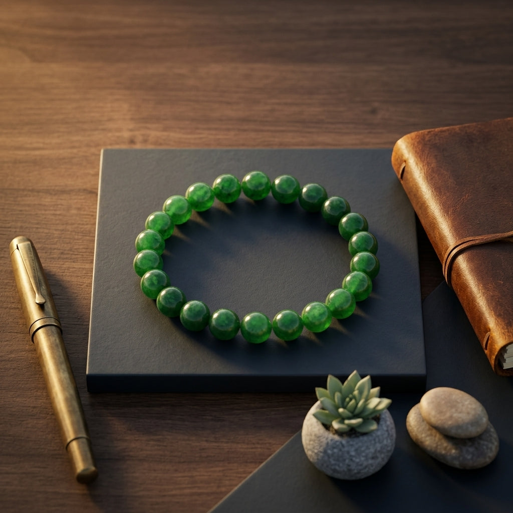 Natural Green Haqiq Bracelet 8MM-Handmade Gemstone Bracelet for Men & Women