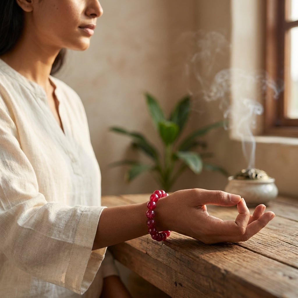Natural Red Haqiq Bracelet-Attract Good Luck, Confidence & Inner Balance