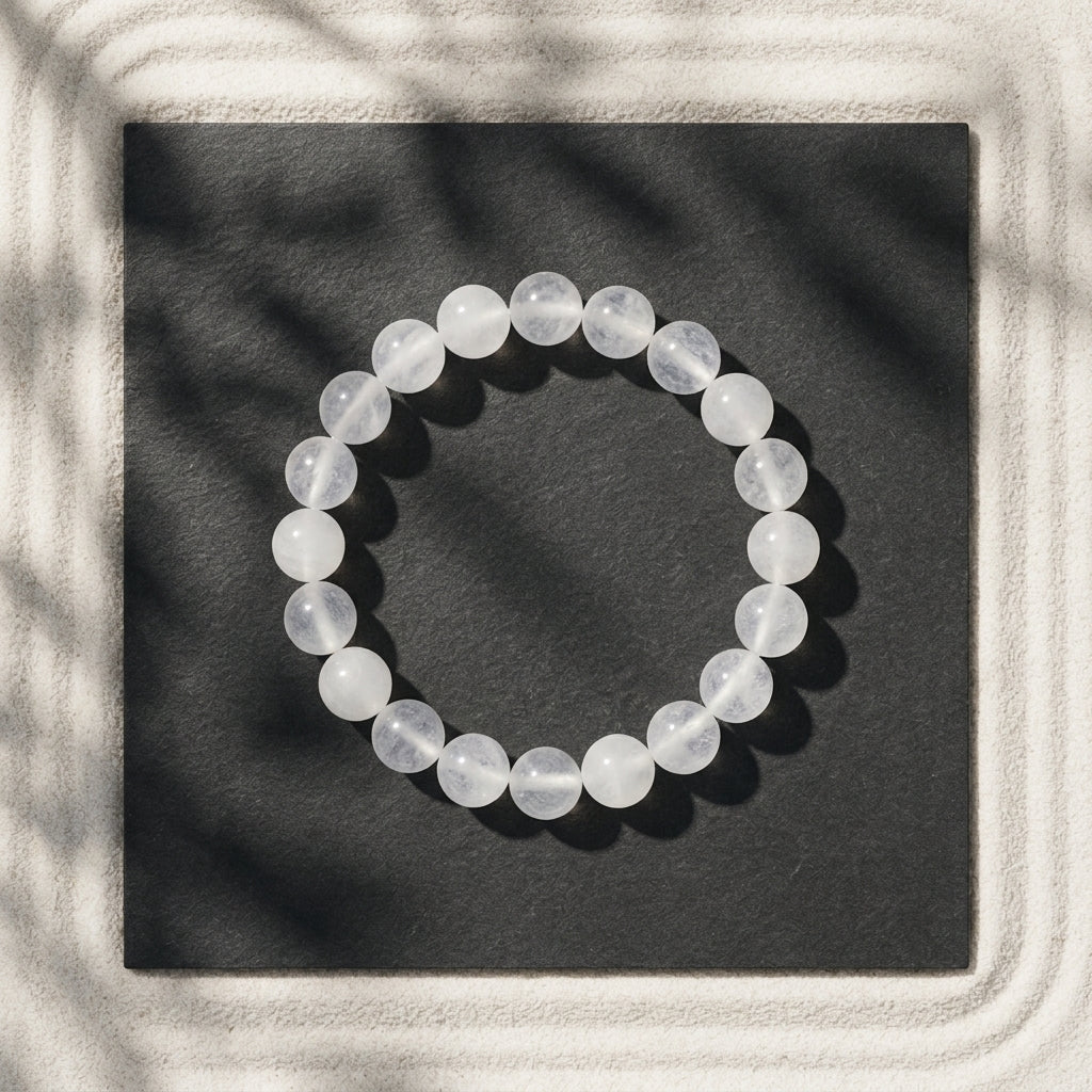 Natural White Haqiq Bracelet 8MM-Elegant Gemstone Beaded Bracelet for Men & Women
