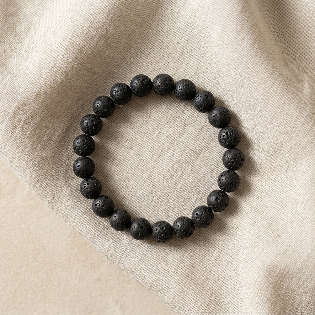 Natural Volcano Lava Stone Bracelet – Grounding Energy & Strength Accessory