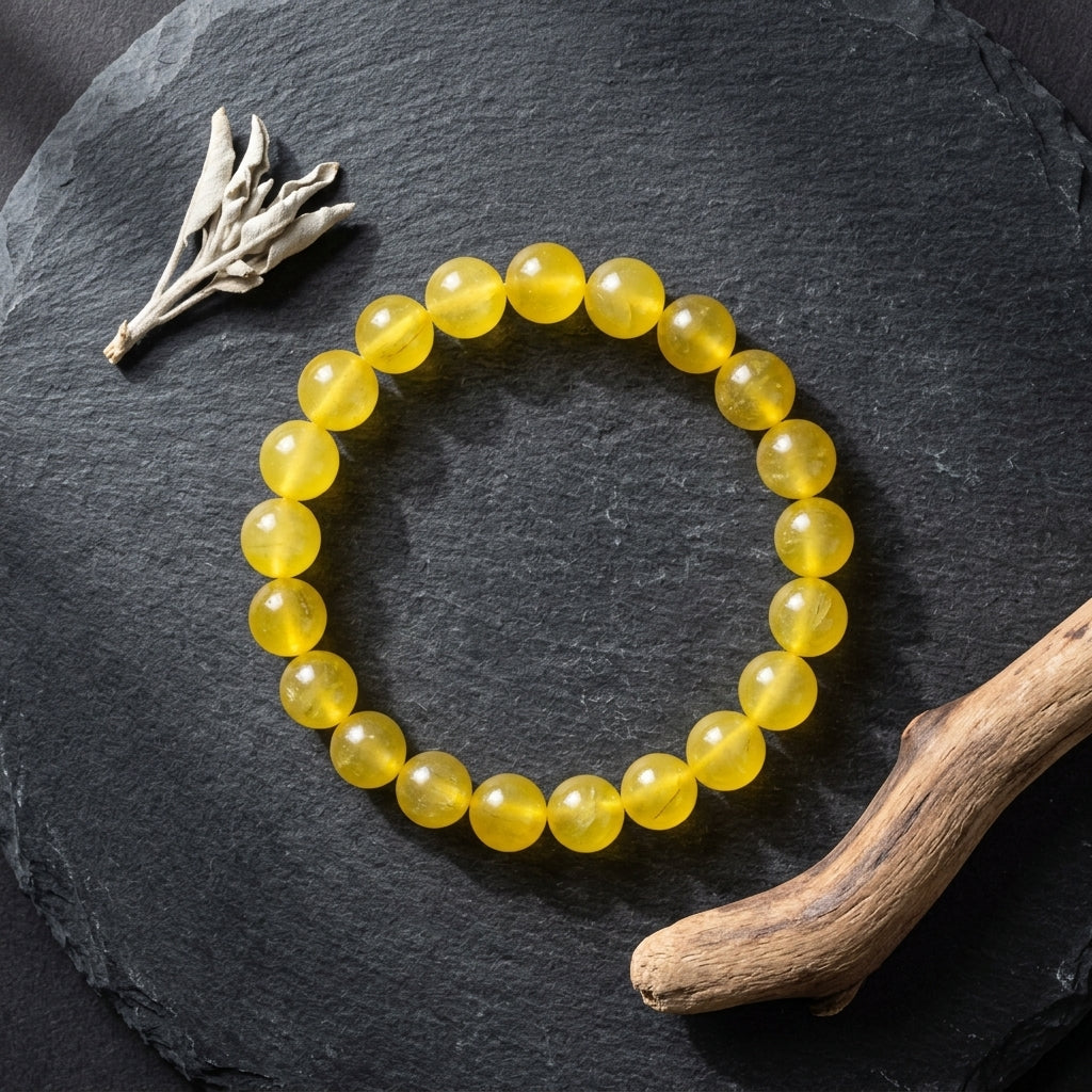 Premium Yellow Haqiq Bracelet 8MM-Natural Gemstone Bracelet for Men & Women