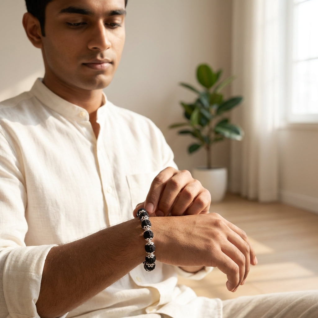 Natural Karungali Bracelet 8MM-Original Ebony Black Wood Beads Bracelet for Men & Women