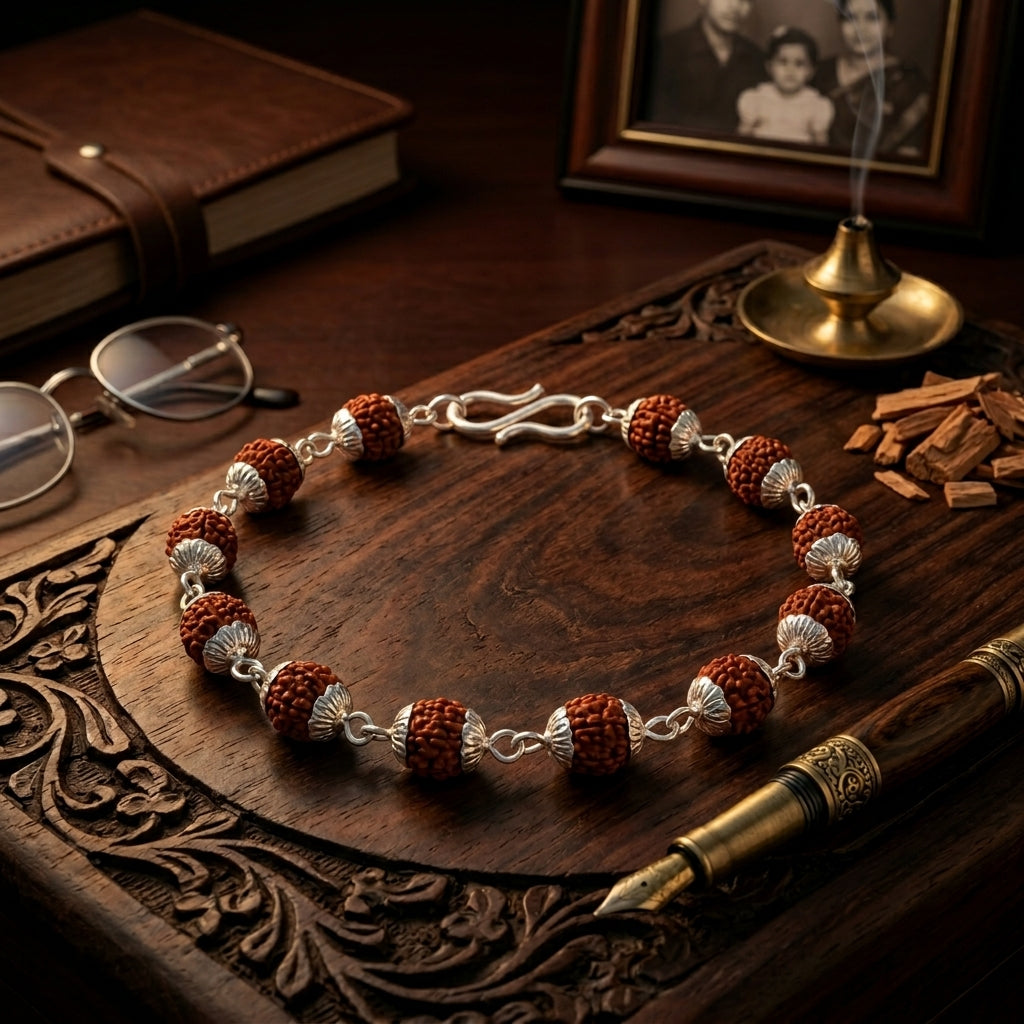 Premium Natural 5 Mukhi Rudraksha Bead Bracelet 8MM