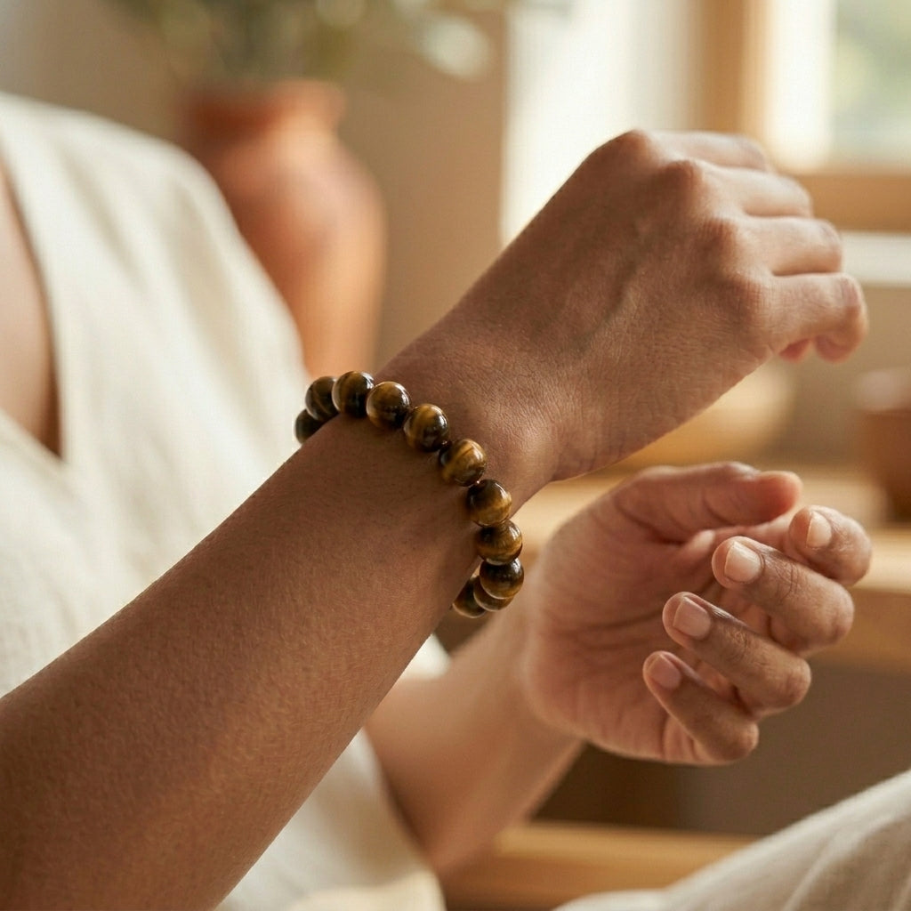 Natural Tiger Eye Bracelet for Confidence, Focus & Protection