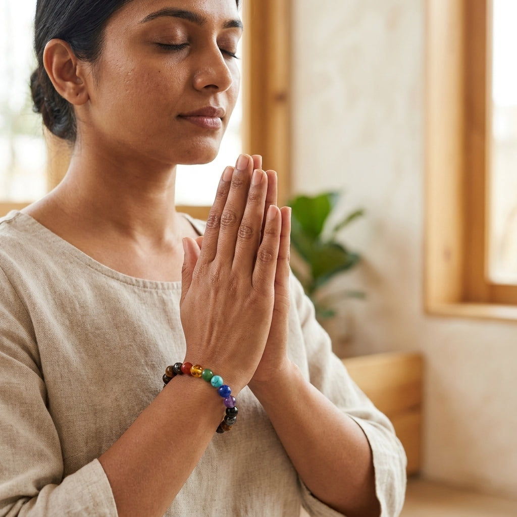 Natural Seven Chakra Energy Bracelet for Healing, Balance & Positive Energy