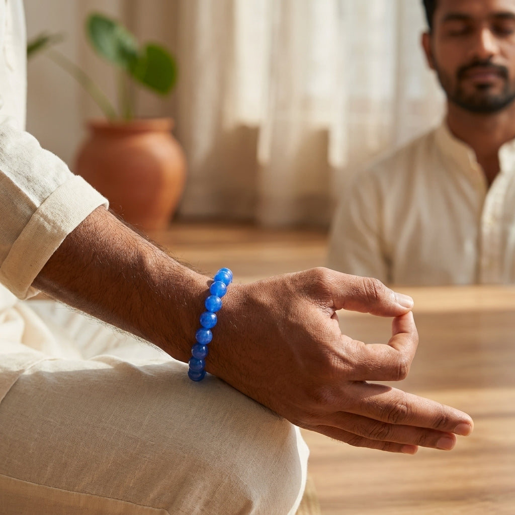 Natural Blue Hakik Bracelet-Stone of Calmness, Clarity & Positive Energy