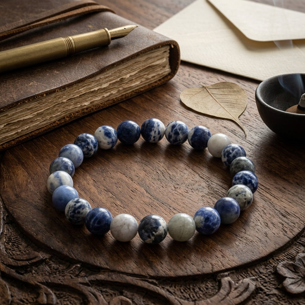 Natural Lapis Lazuli Bracelet 8MM-Genuine Blue Gemstone Beaded Bracelet for Men & Women