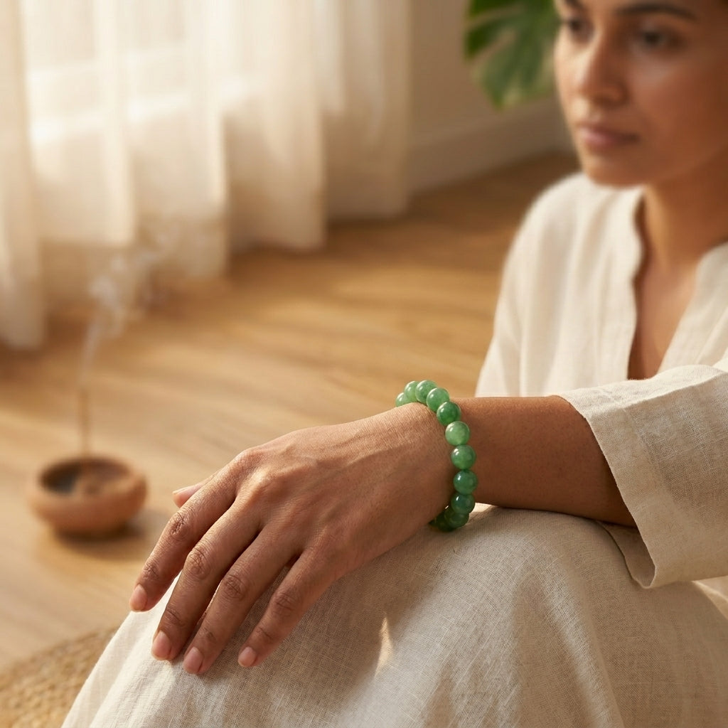 Green Aventurine Crystal Bracelet for Positivity & Emotional Balance