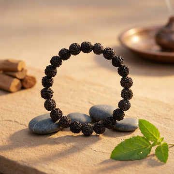 Natural 5 Mukhi Rudraksha Bracelet Black 8MM