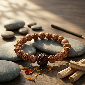 Natural 5 Mukhi Rudraksha Bracelet 8MM with Big Center Bead