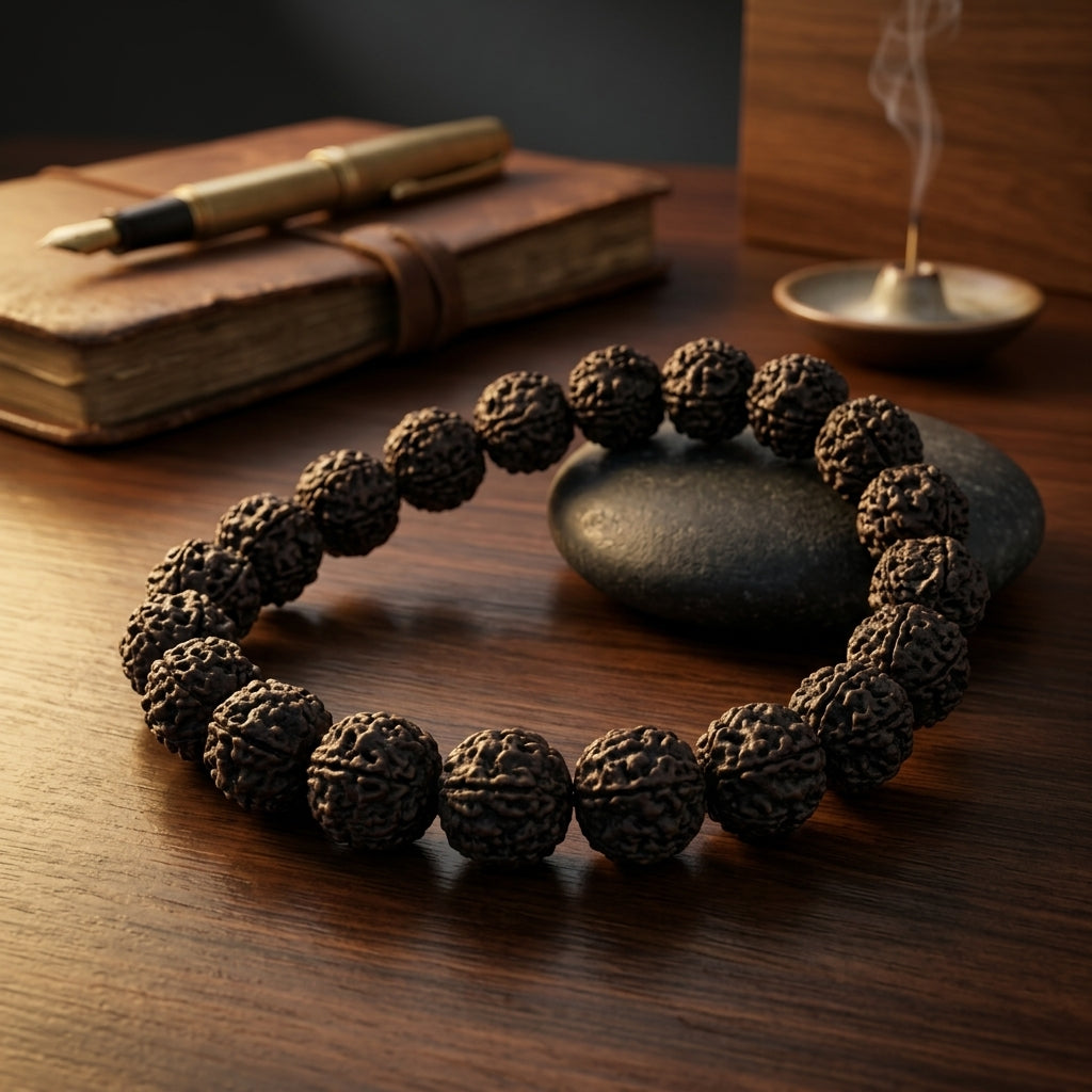 Natural 5 Mukhi Rudraksha Bracelet Black 8MM