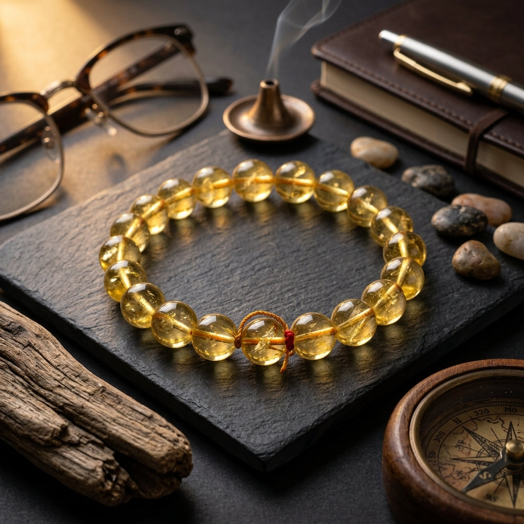 Premium Citrine Quartz Bracelet 8MM-Natural Gemstone Bracelet for Men & Women