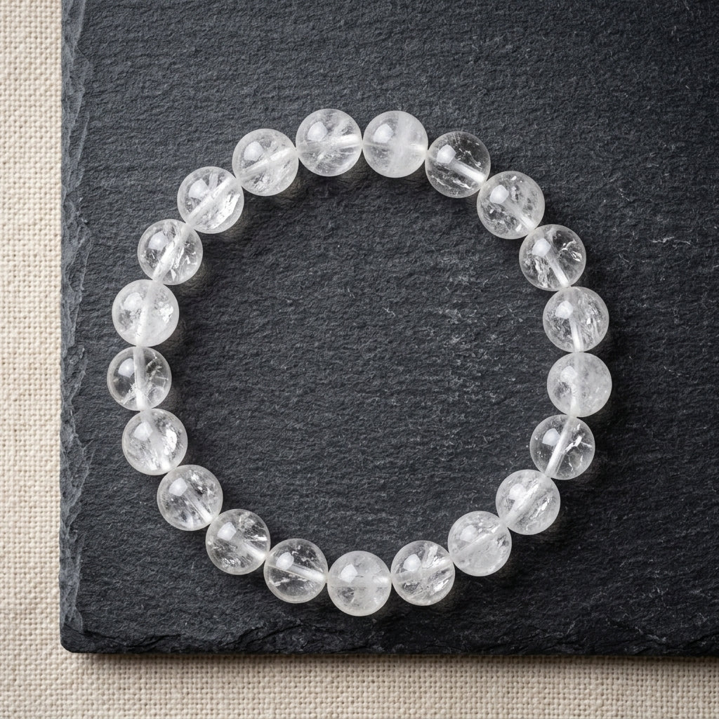 Natural Sphatik Bracelet 8MM-Crystal Quartz Healing Bracelet for Men & Women