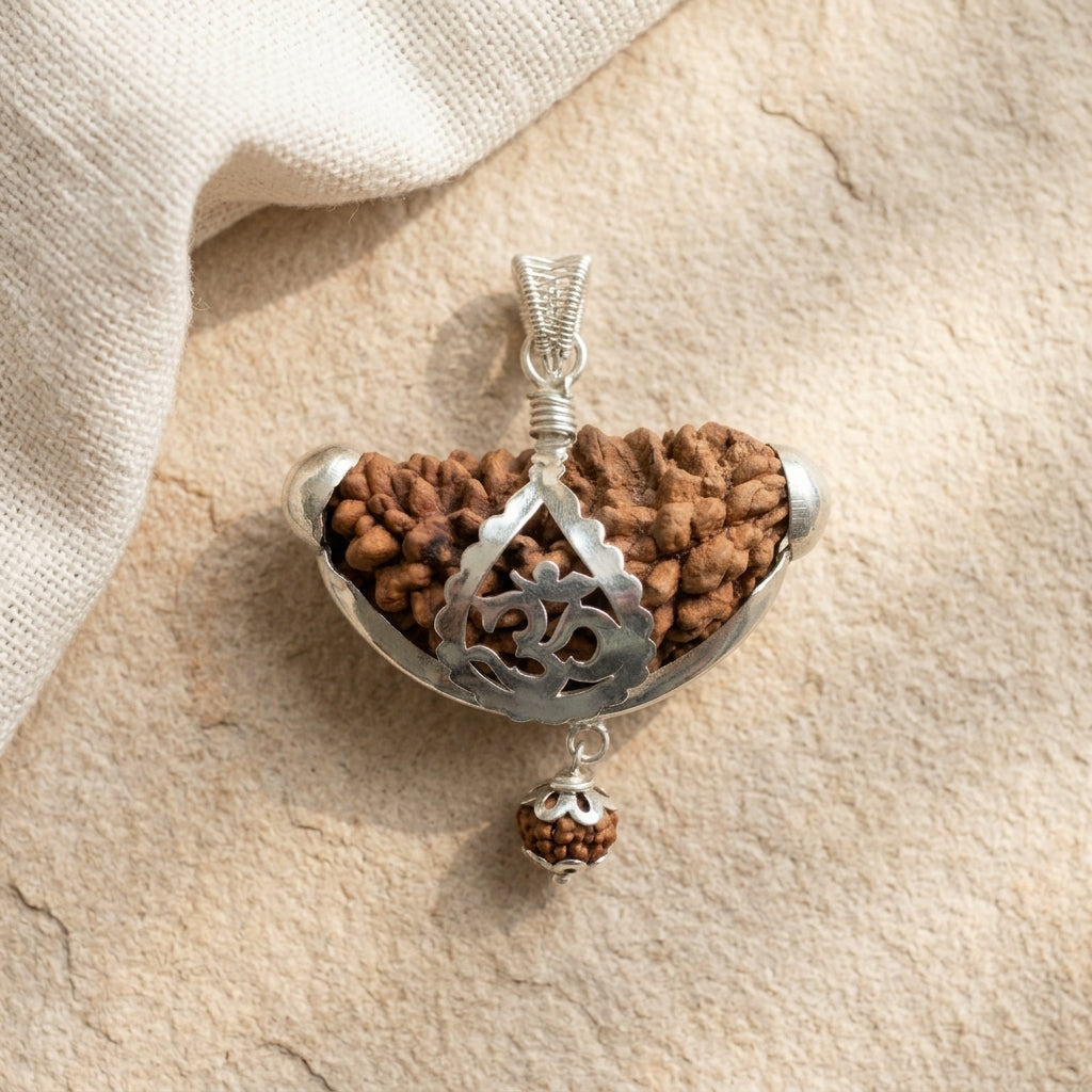 1 Mukhi Rudraksha Pendant with Silver Cap & Golden Chain