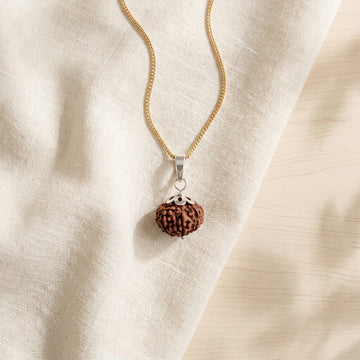 Natural 10 Mukhi Rudraksha with Silver Pendant & Golden Chain