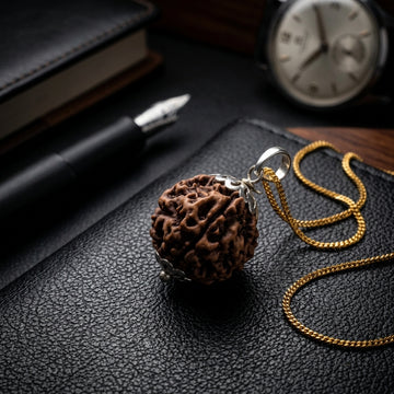 Authentic 4 Mukhi Rudraksha Pendant in Silver with Golden Chain