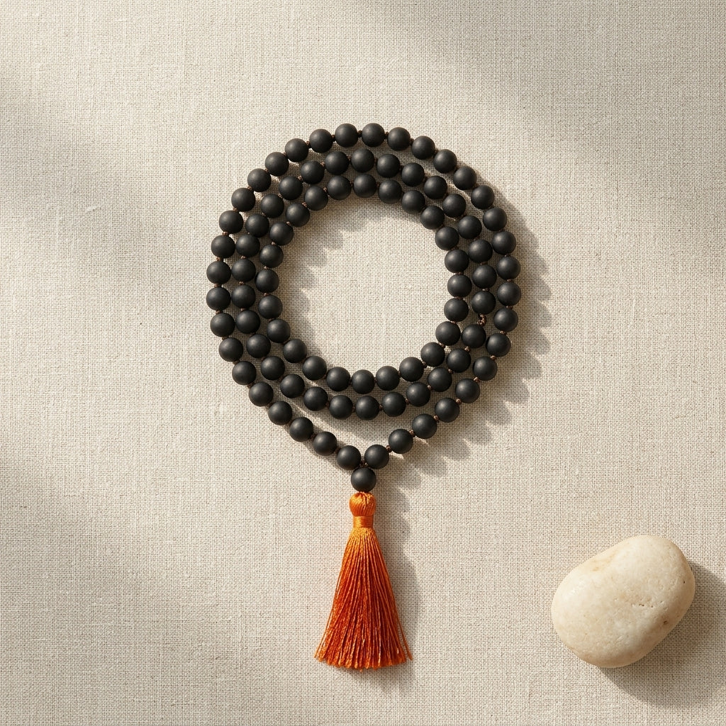 Original Karungali Wood Mala 7MM 108 Beads – Spiritual Meditation Mala for Daily Chanting